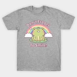 Don't Froget To Smile, Cute Frog and Rainbow T-Shirt